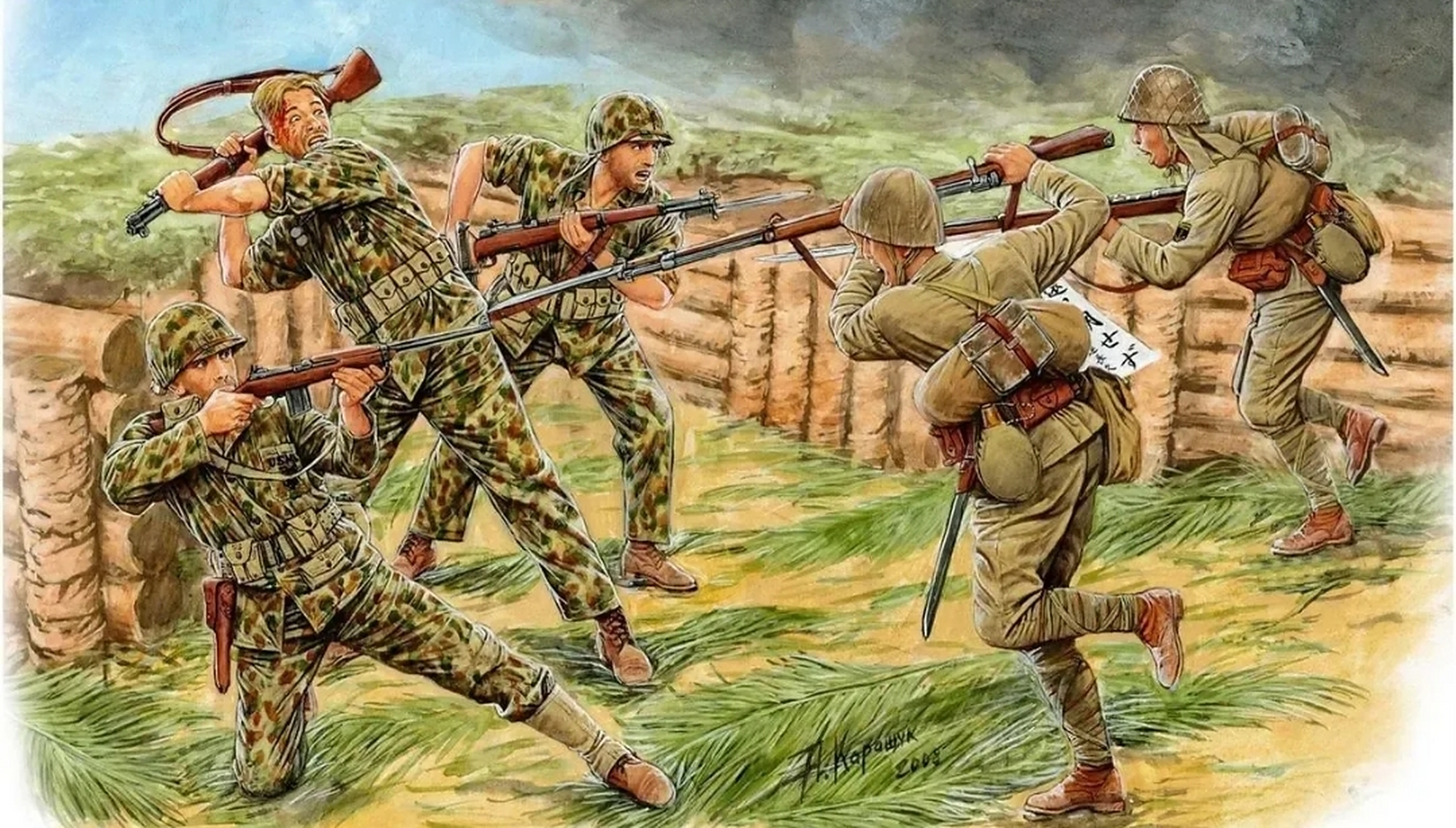 二战美军日军近身肉搏刺刀战!