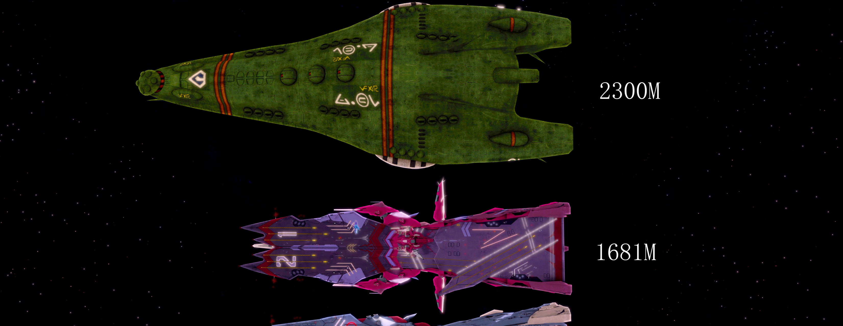 动画《超时空要塞macross》统合军主要战舰尺寸对比:图一分别是护卫舰