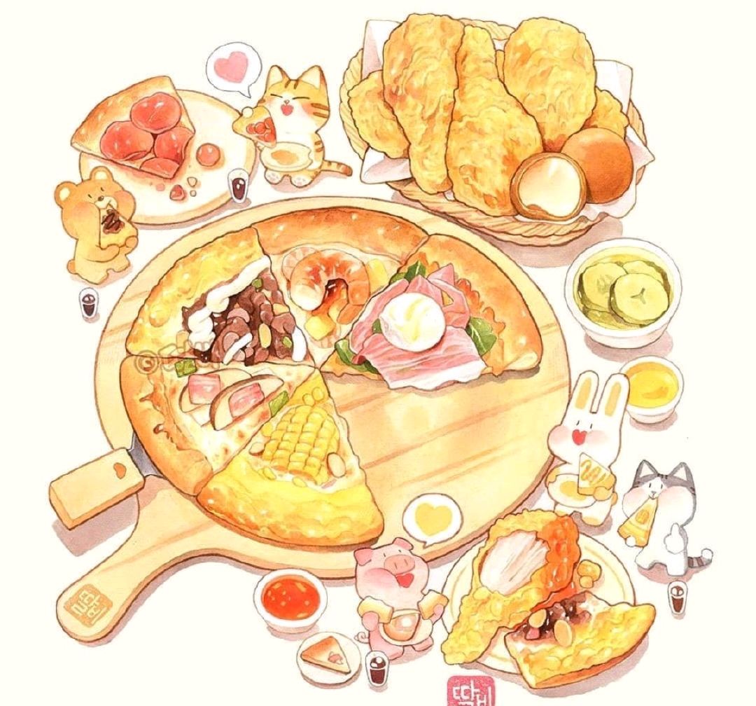 超级可爱又治愈的美食插画,看着就觉得烦恼全消