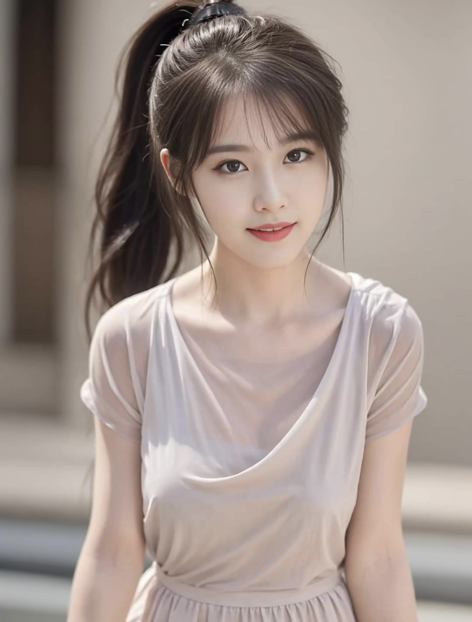 日常穿搭#  灰色的薄纱很难搭配,适用于颜值高的女生,皮肤白皙很辜