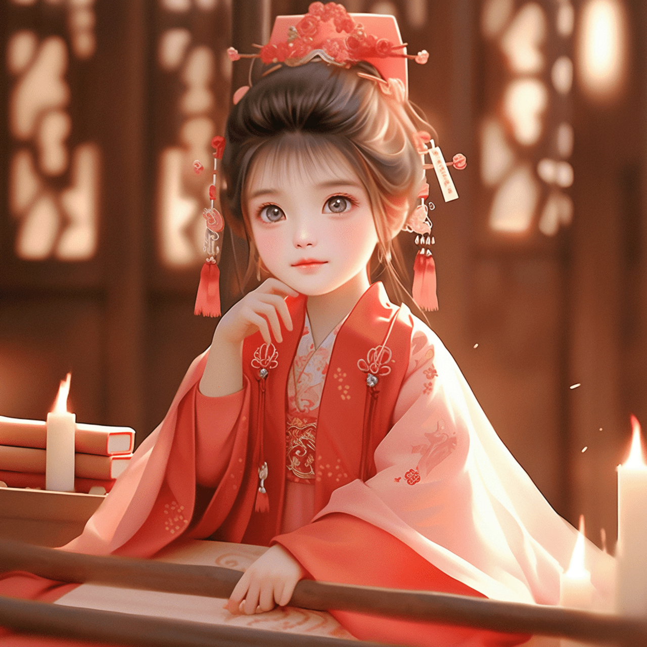 古风头像-红-系列1 #ai绘画# #微信头像# #万人商单计划