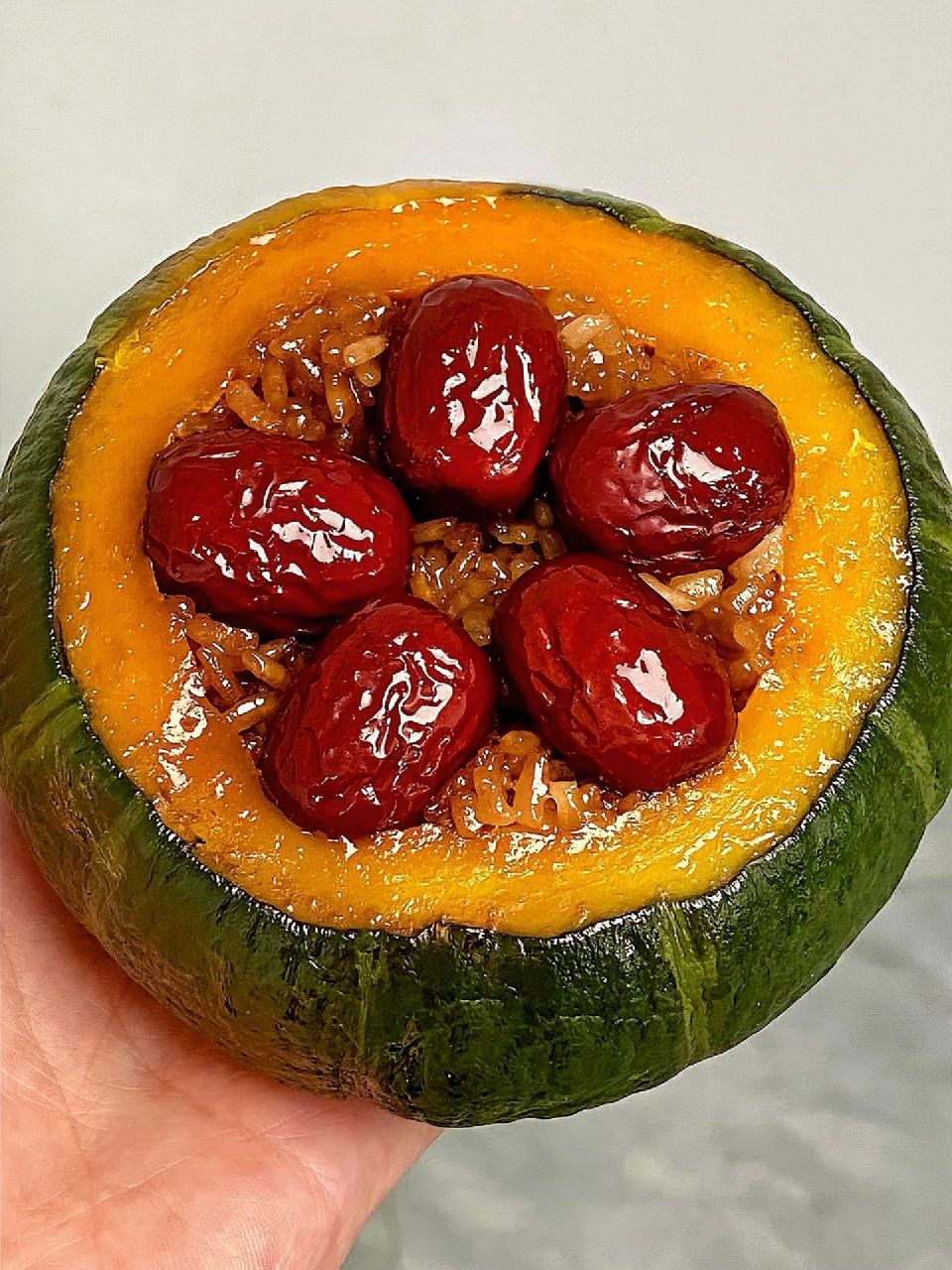 超软糯75超好吃75|||用贝贝南瓜做这个红糖南瓜糯米饭真的好好吃