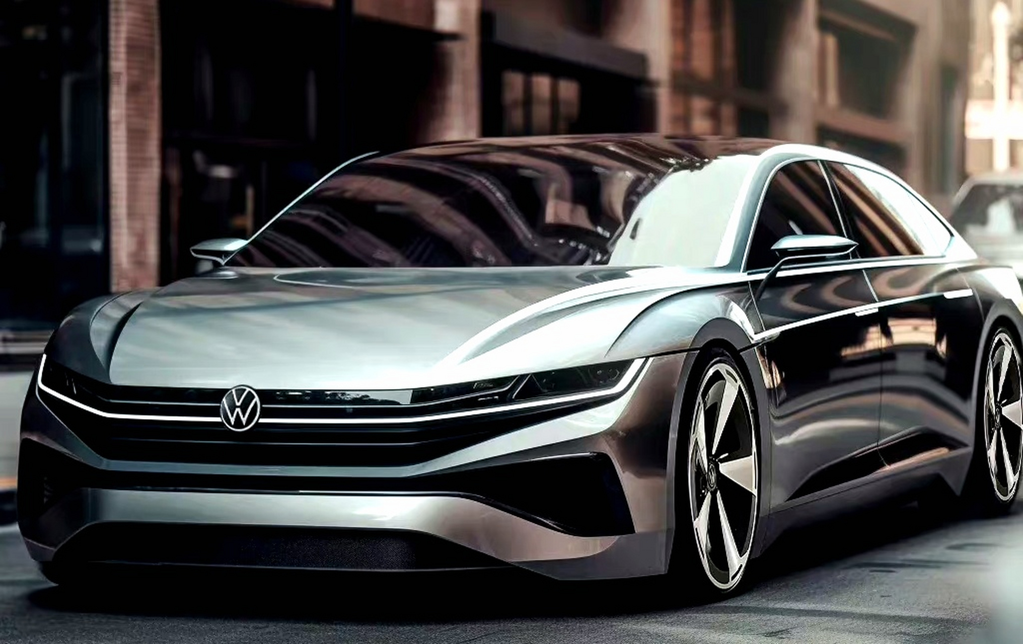 大众 cc 电动版,这颜值在线,前脸犀利,流线型的外形,很有运动感 #大众