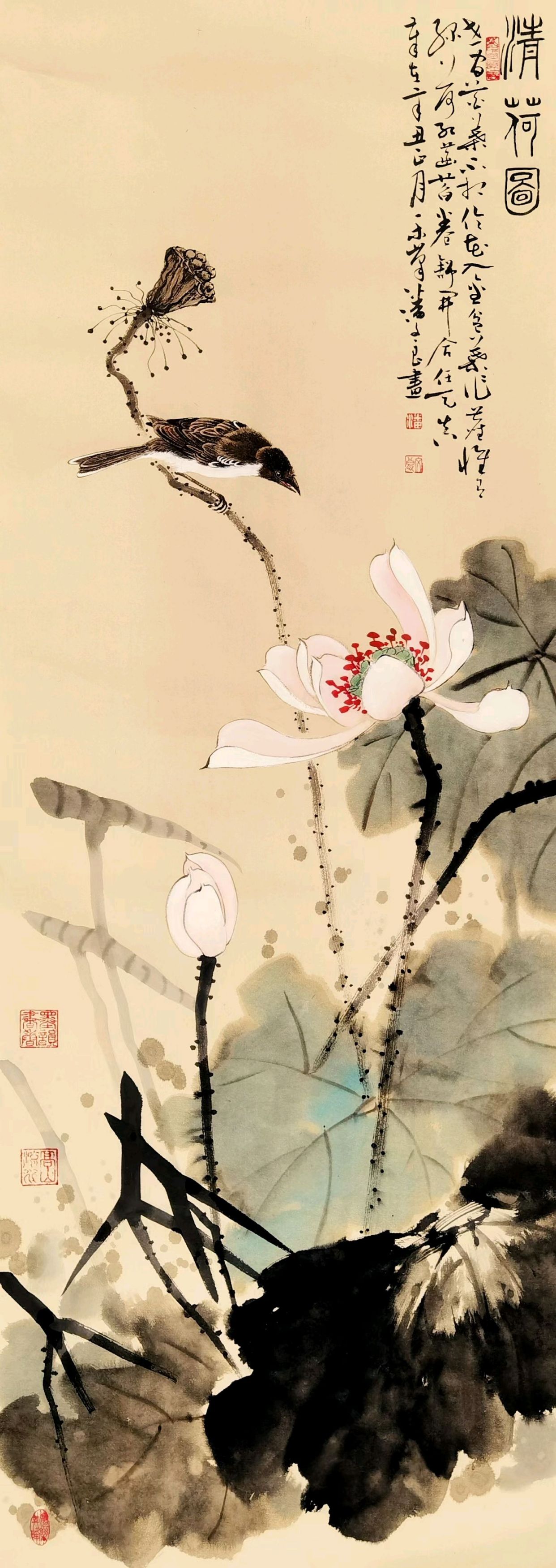 潘文良老师写意花鸟构图新颖别致,墨韵千秋