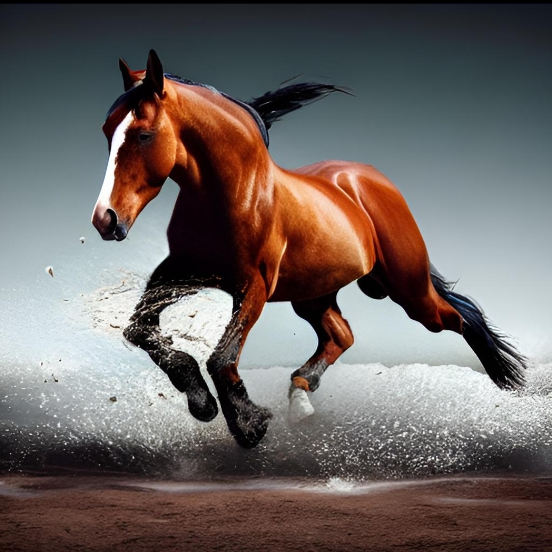 一匹奔腾的俊马,在辽阔的大地上飞奔