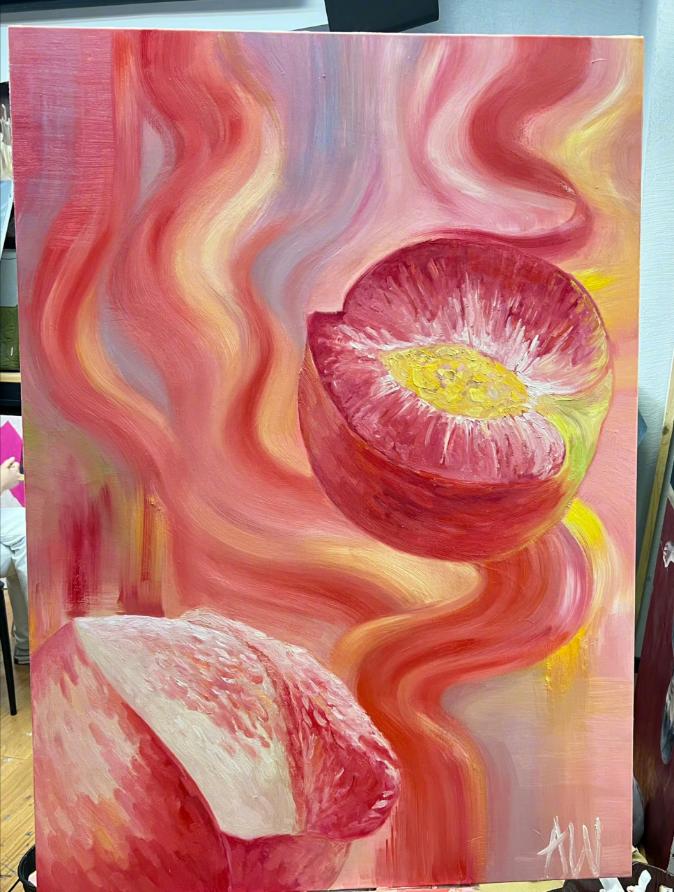 王诗龄画的油画好棒啊,色彩搭配的很好看,好有艺术天赋的孩子.