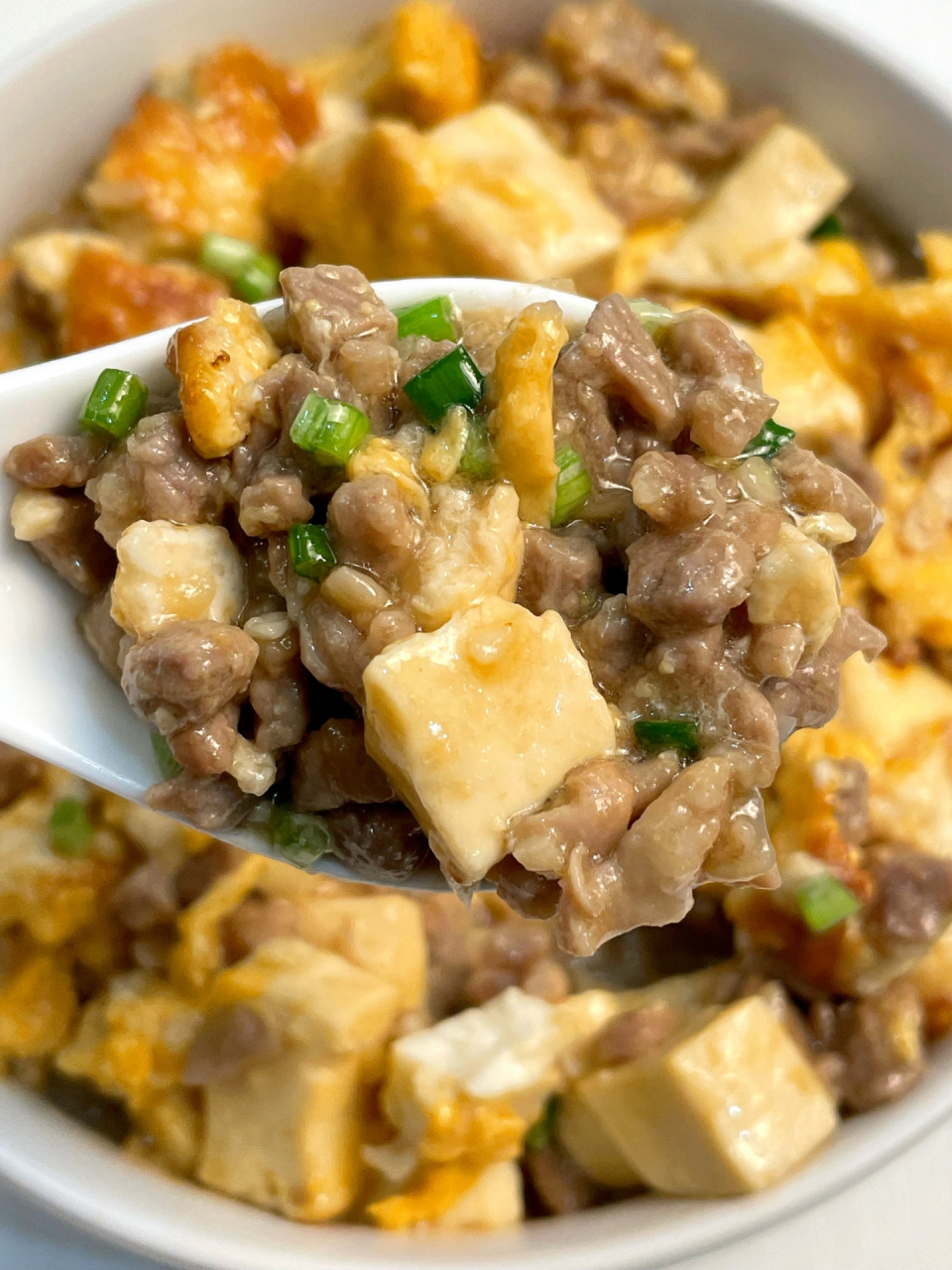 这样做出来的鸡蛋肉末炒豆腐真的太香了!