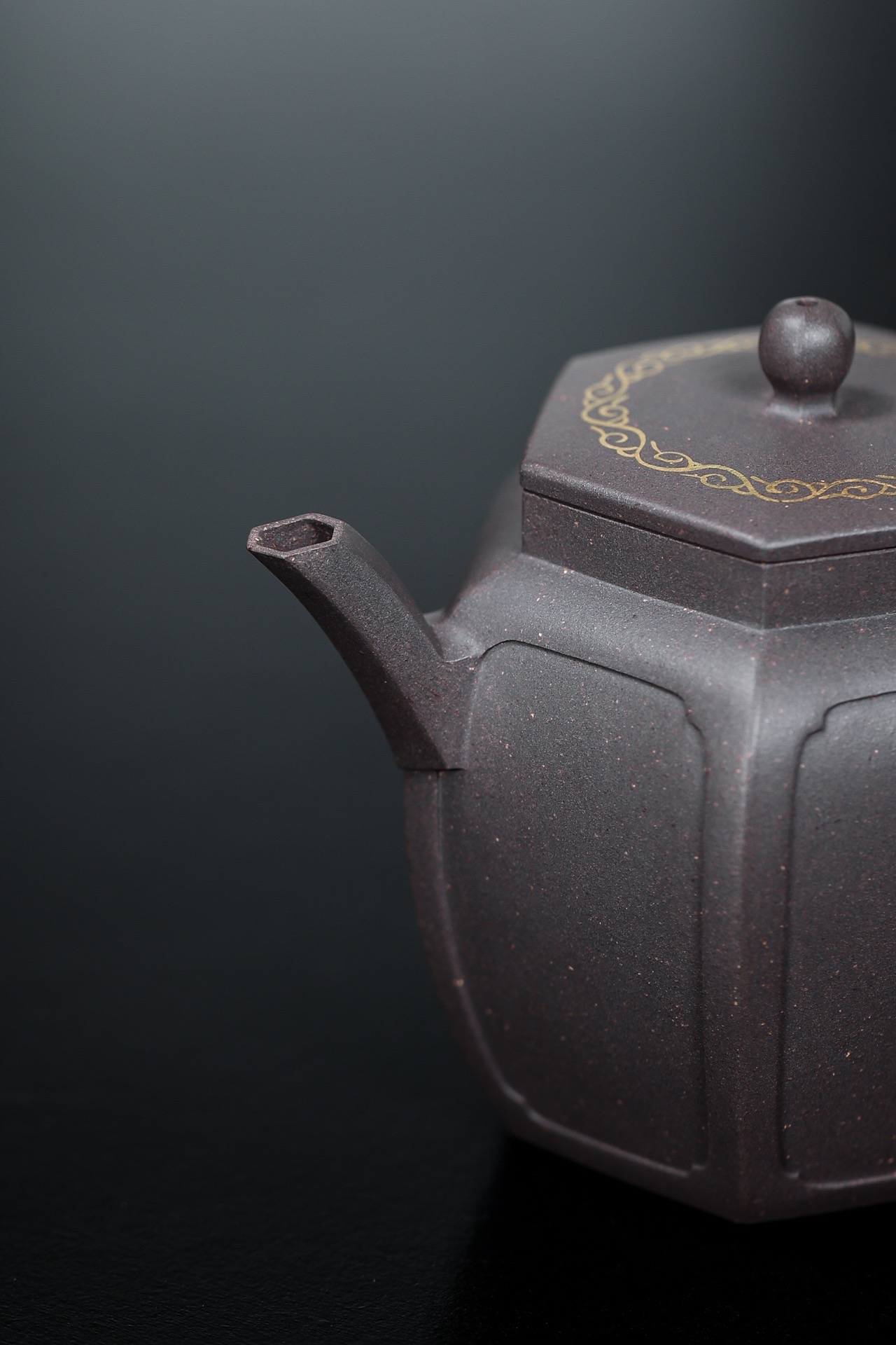 宜兴紫砂谈丽君纯手工六方宫灯原矿天青泥