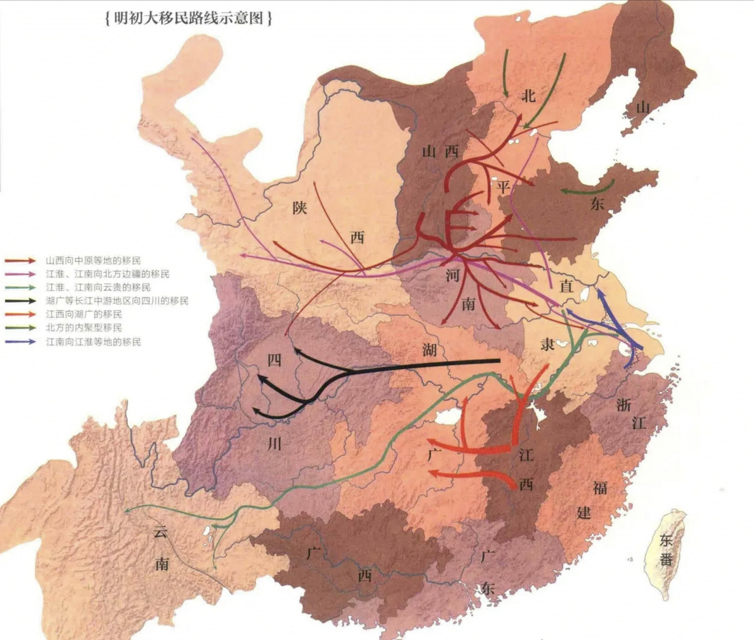 明朝时期的移民主要有两个方向,一是南方的调北征南,调北填南,将大量