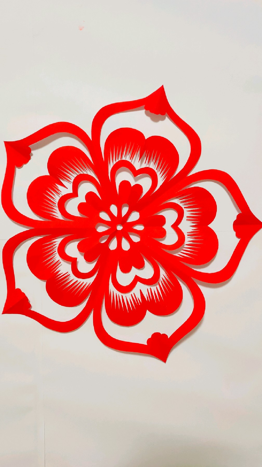 五角剪纸花中花教程!