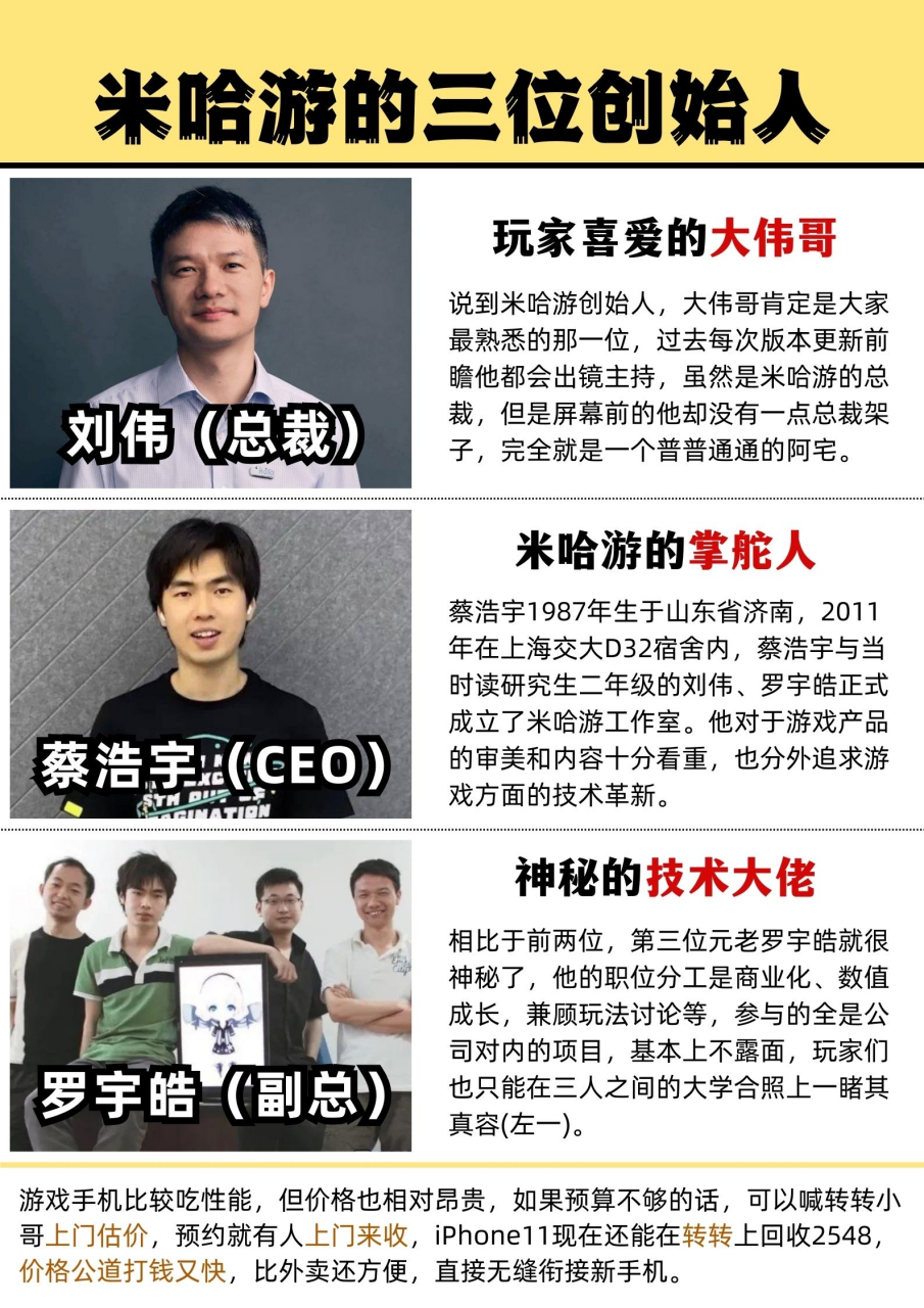 盘点米哈游的三位创始人 比起老牌的腾讯游戏和网易游戏,米哈游真的算