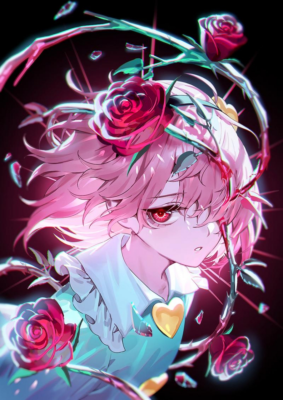 绽放的魔法少女:「粉红玫瑰」与「蓝色蔷薇」 画师:羽々斩 #二次元
