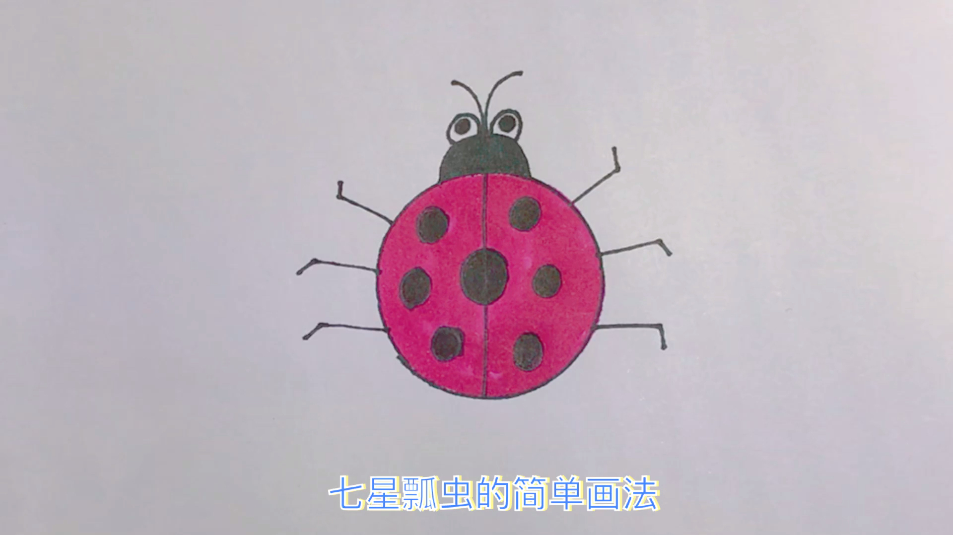 创意简笔画,用矿泉水瓶盖就可以画七星瓢虫,简单易懂