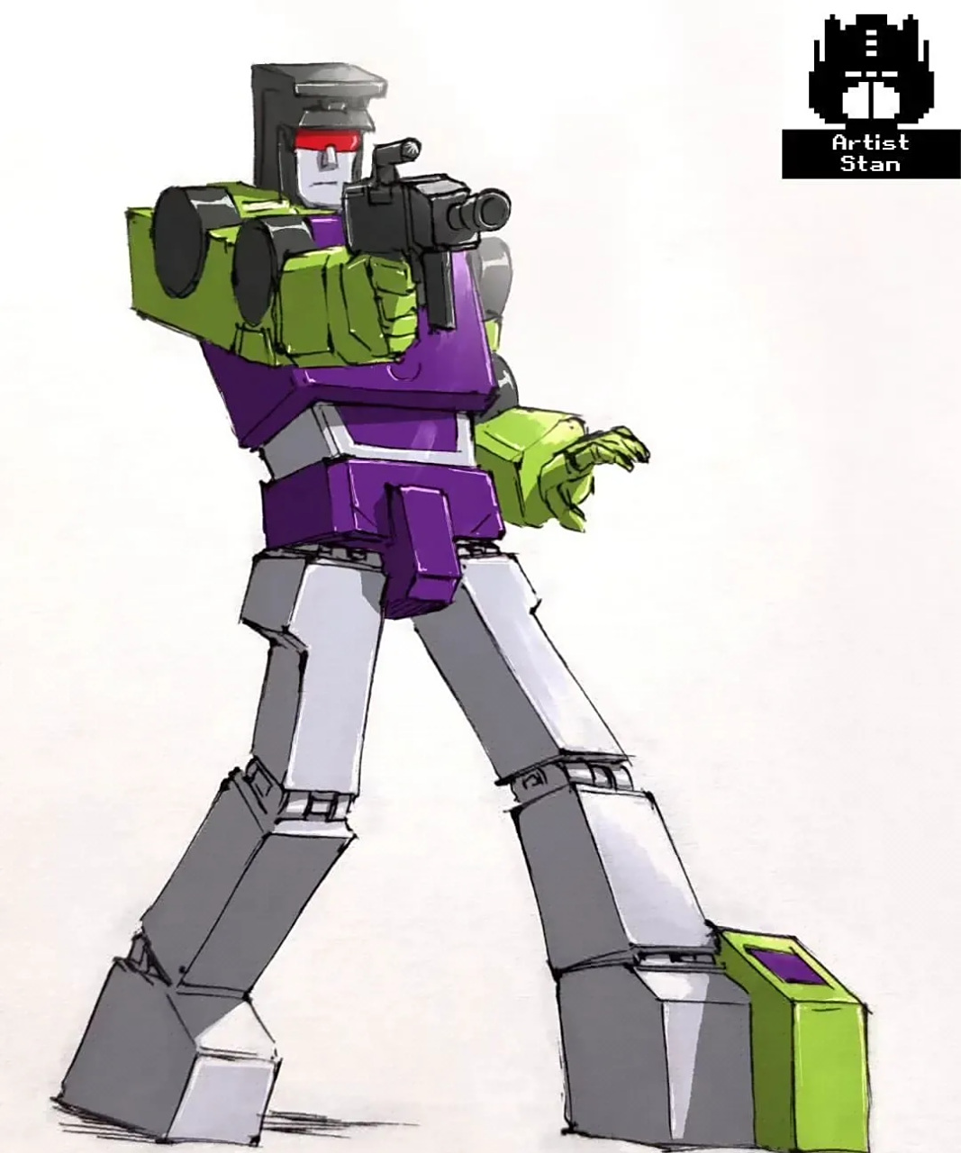 一组造型复古的变形金刚挖地虎与大力神插画欣赏,by artist stan.