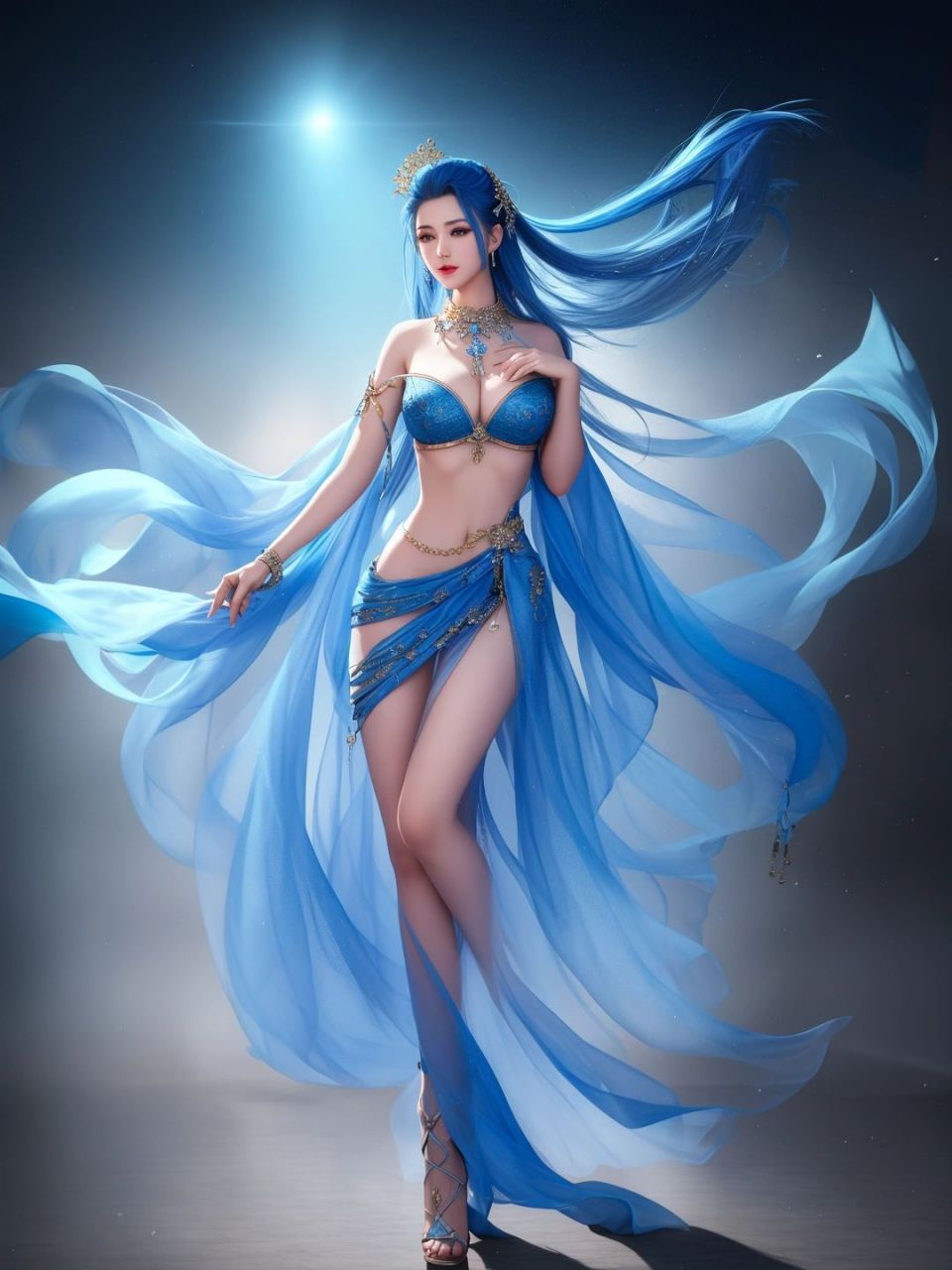 蓝色妖姬,蓝色系长发性感美少女