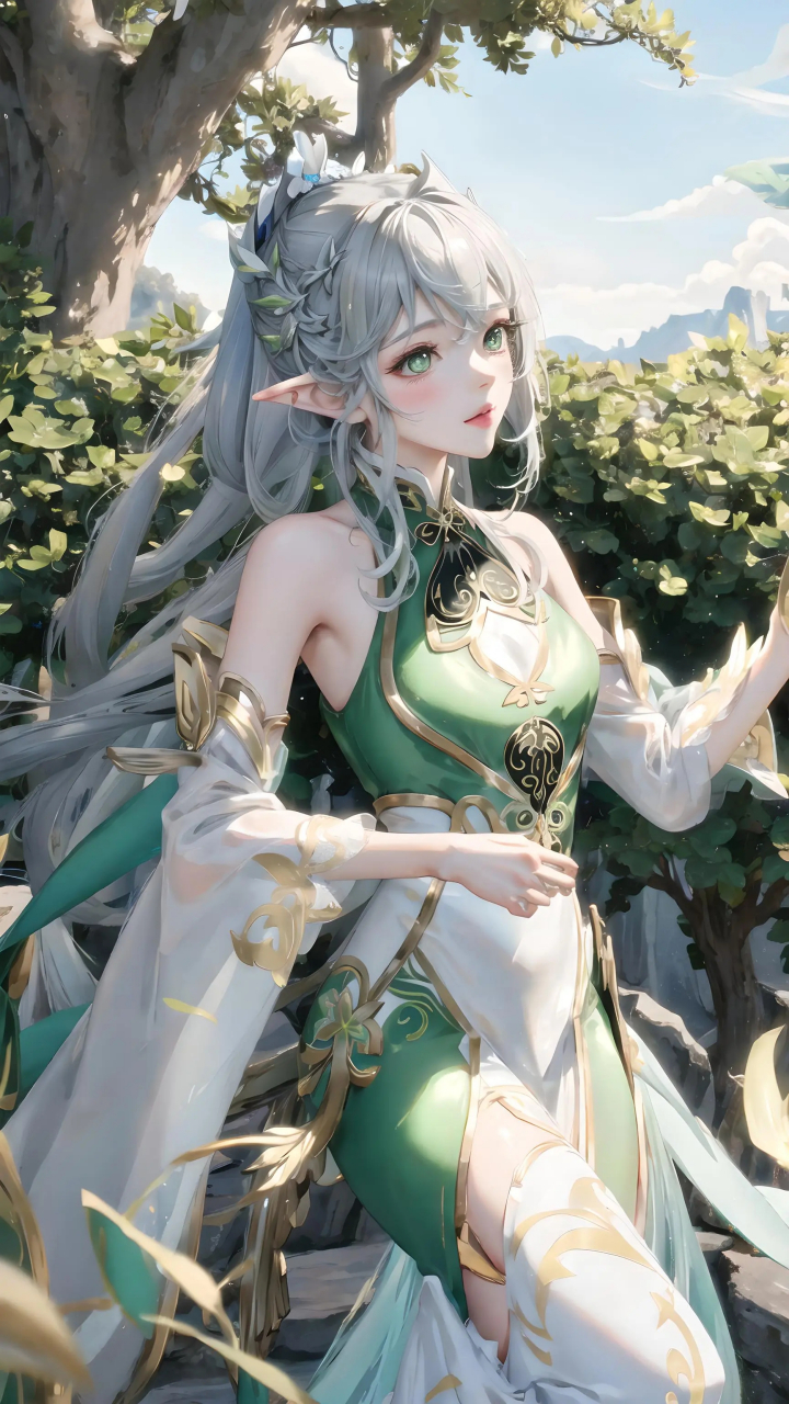 森林的绿色精灵.#二次元# #美女