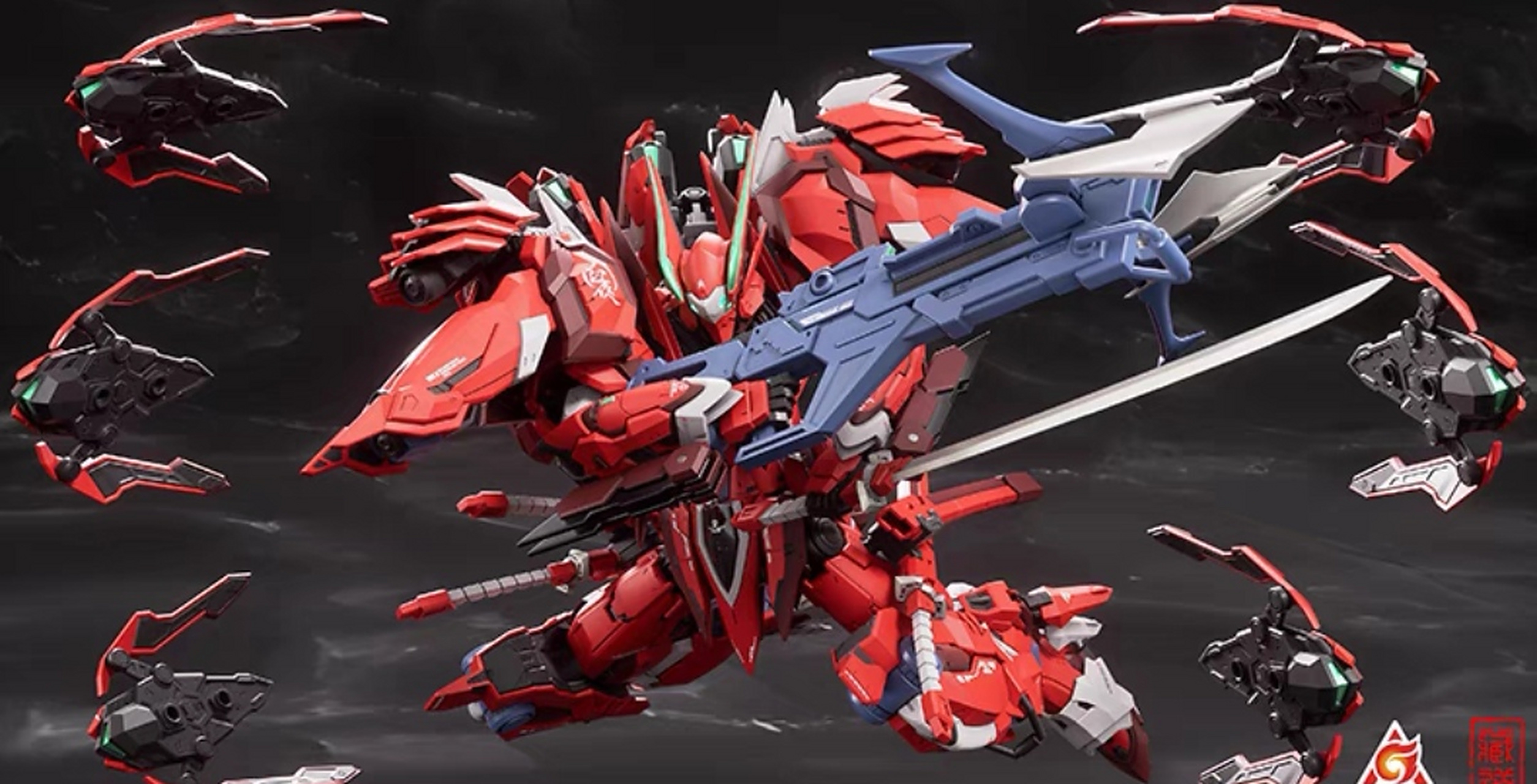 超限猎兵-凯能 红夜达萨可 合金机甲成品 钶动模型玩具摆件积木礼物!