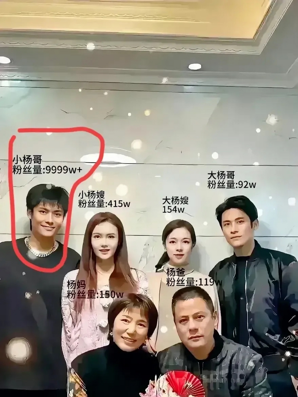小杨哥粉丝9999万, 小杨嫂粉丝415万, 大杨嫂粉
