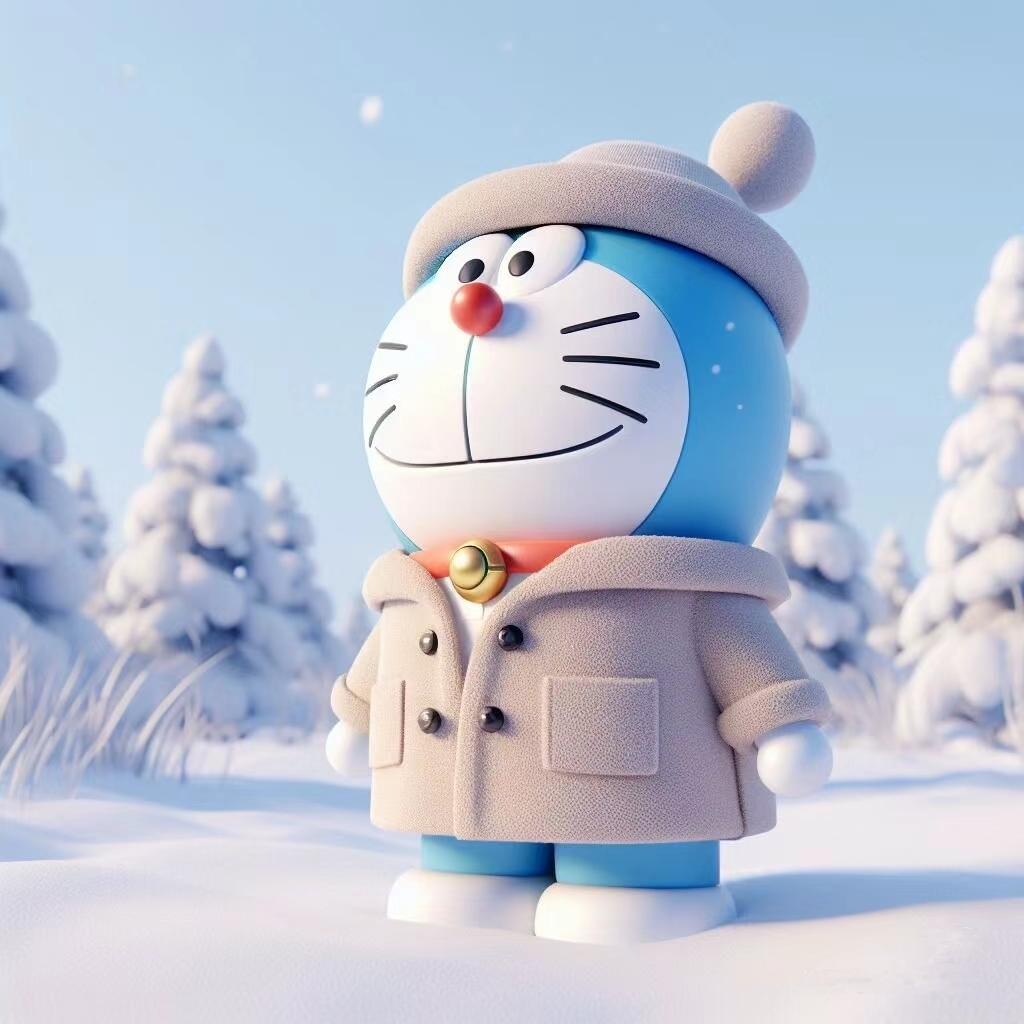 哆啦a梦看见下雪好开心呀!