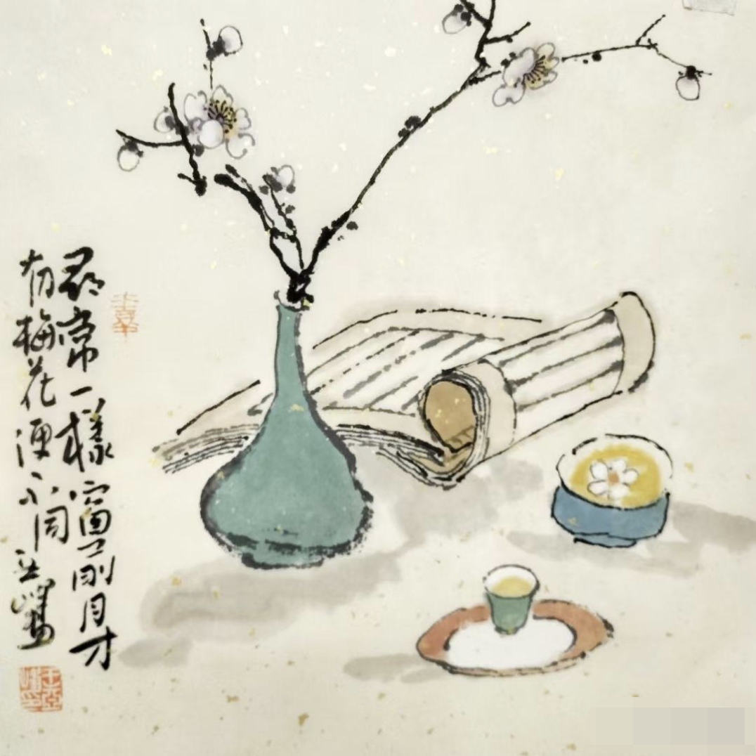 国画欣赏:国画小品茶文化,人生的智慧——静