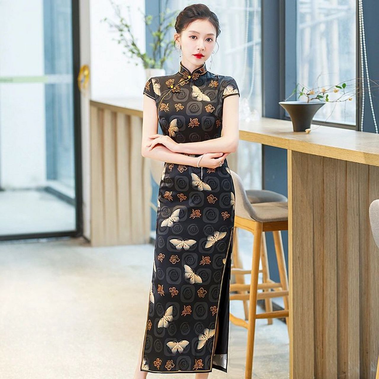 新款夏季年轻气质长款优雅真丝旗袍桑蚕丝#国风主理人