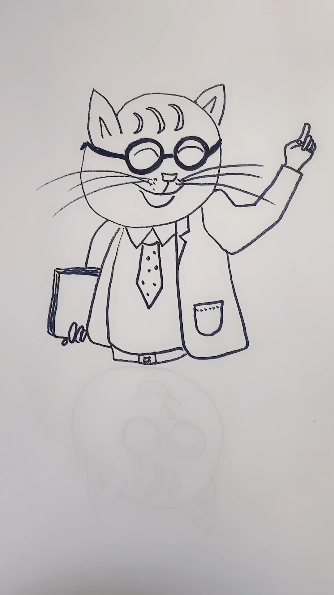 简笔画:和蔼可亲的猫老师