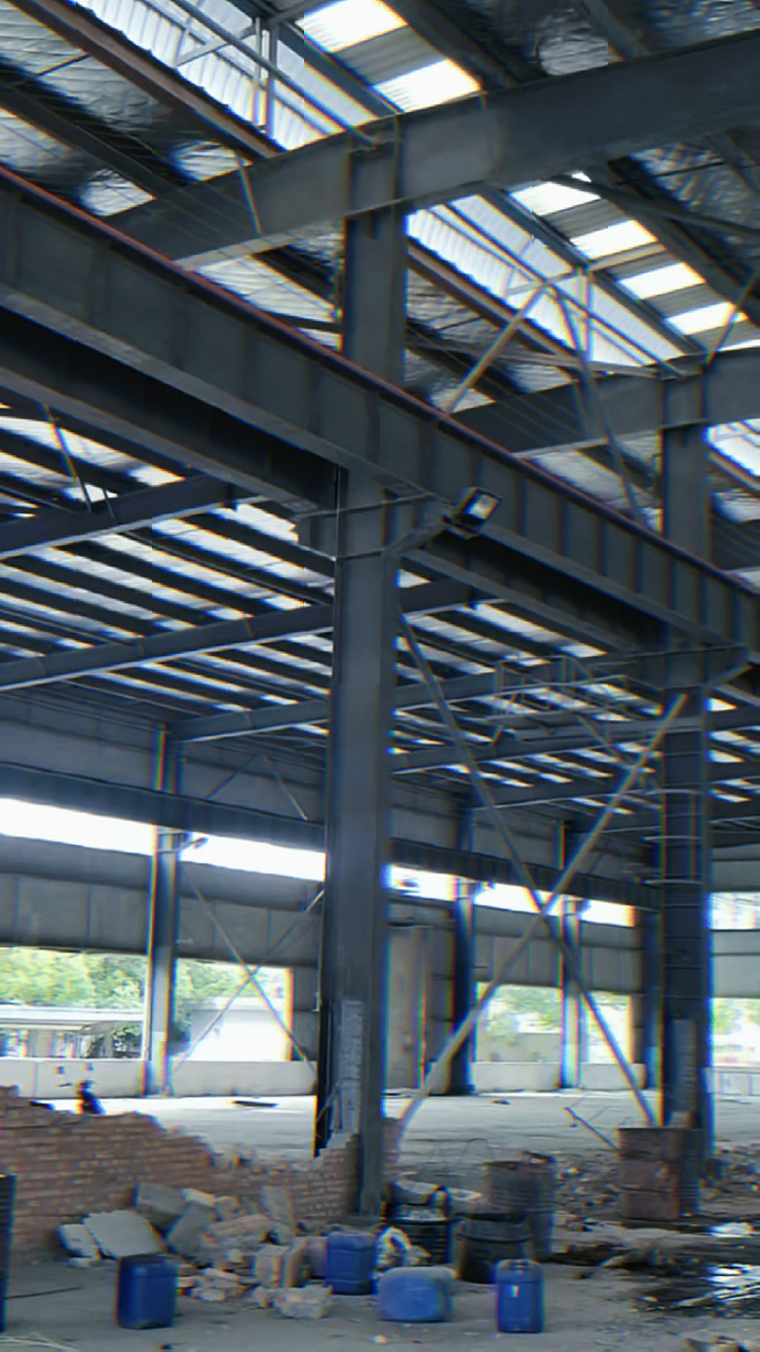 附近全新带牛腿二手钢结构厂房库房宽48.5米长120.5米高12.