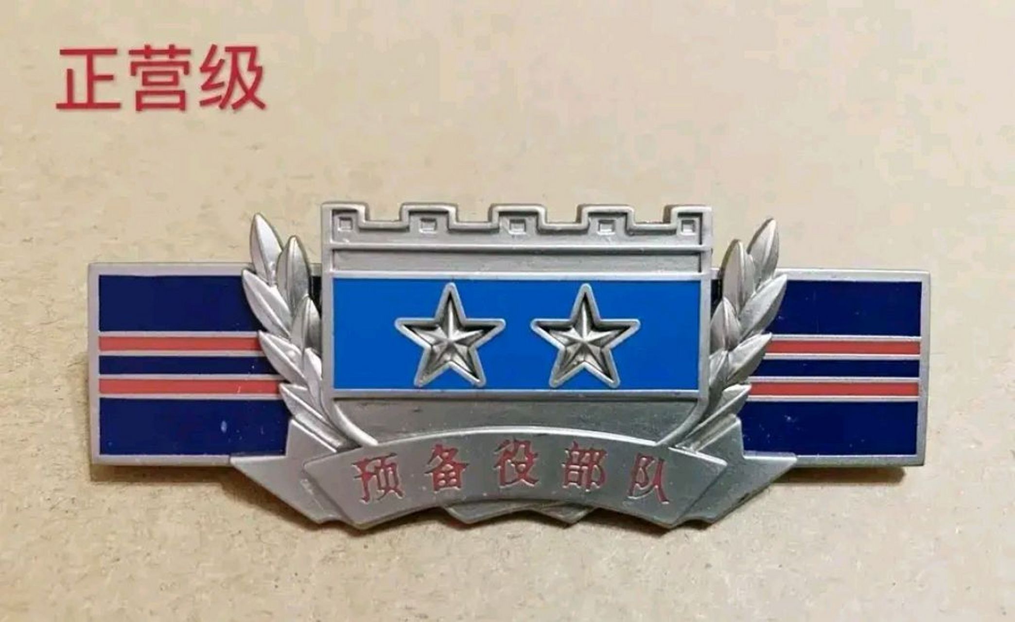 预备役军官的常服资历级别章,分别由级别章,条杠章和预备役部队标志