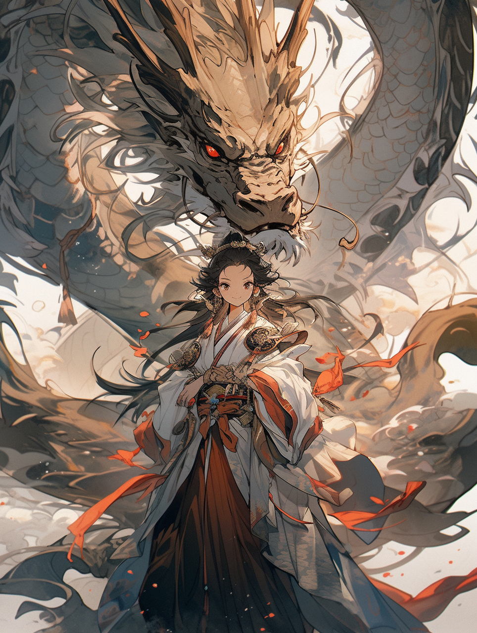 与龙共舞,小94女携手龙迎接明年龙年#ai共创计划# #3d动漫# #ai生画