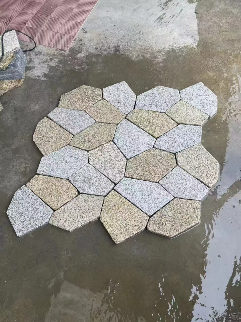 芝麻白黄金麻冰裂纹碎拼