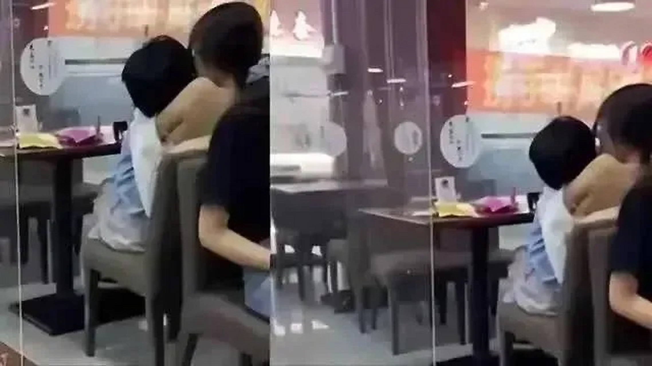 开始忘我亲吻,男生更是把头放在女生肩上,慢慢往下拱,整个头都埋进