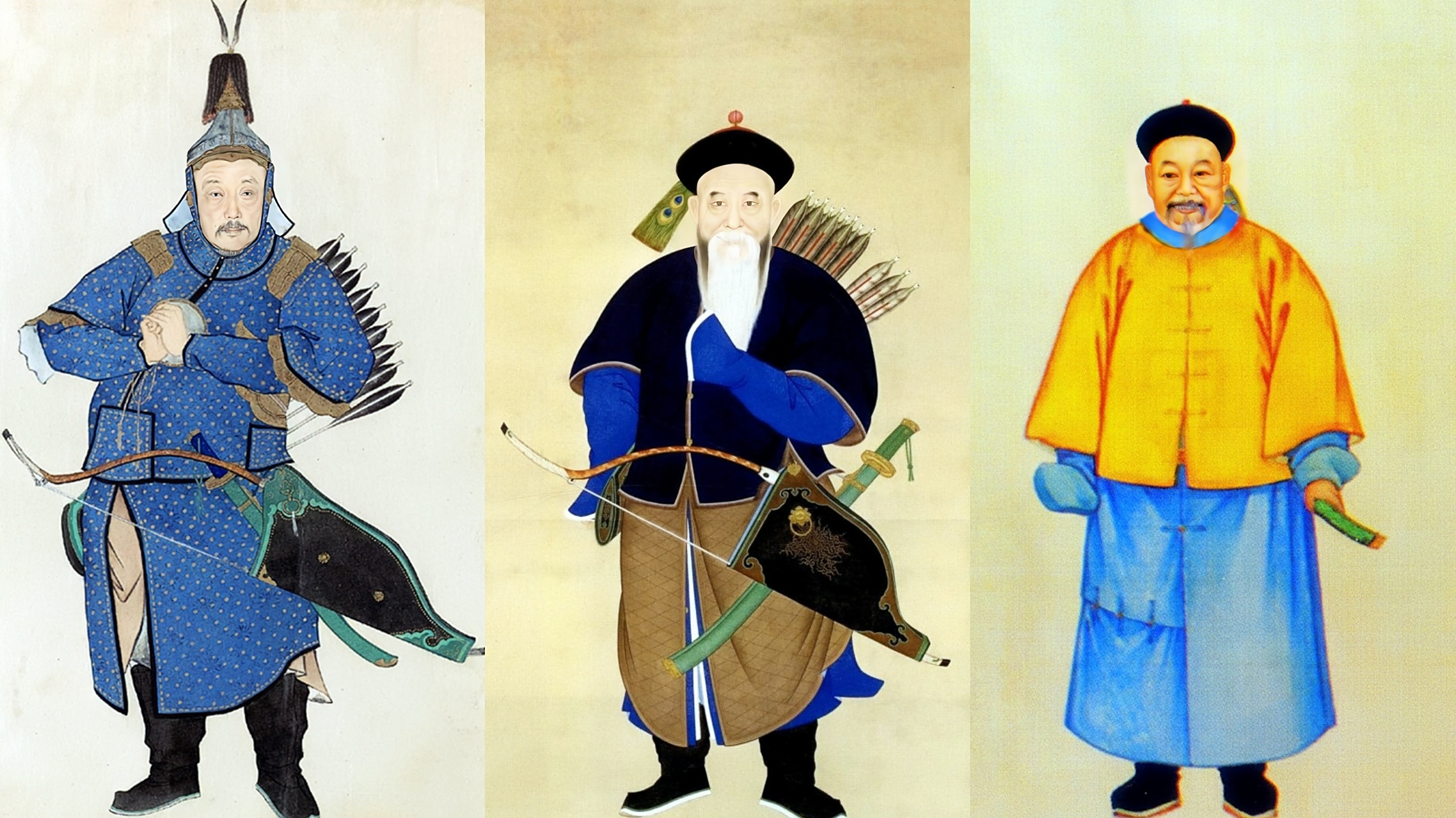 第一张图从左至右分别是:乌雅·兆惠(1708年-1764年),杨遇春1760年