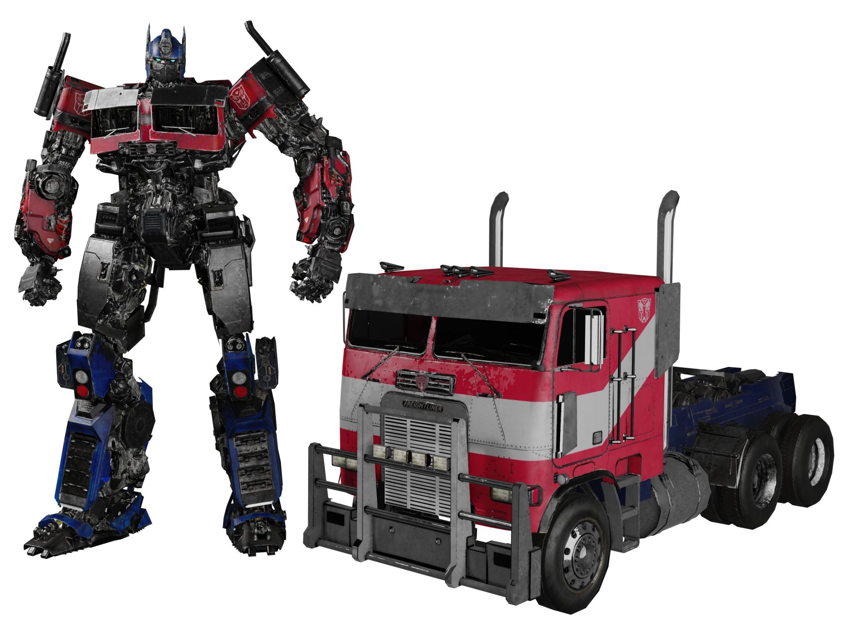 《变形金刚:超能勇士崛起》擎天柱人形与车型cg建模.