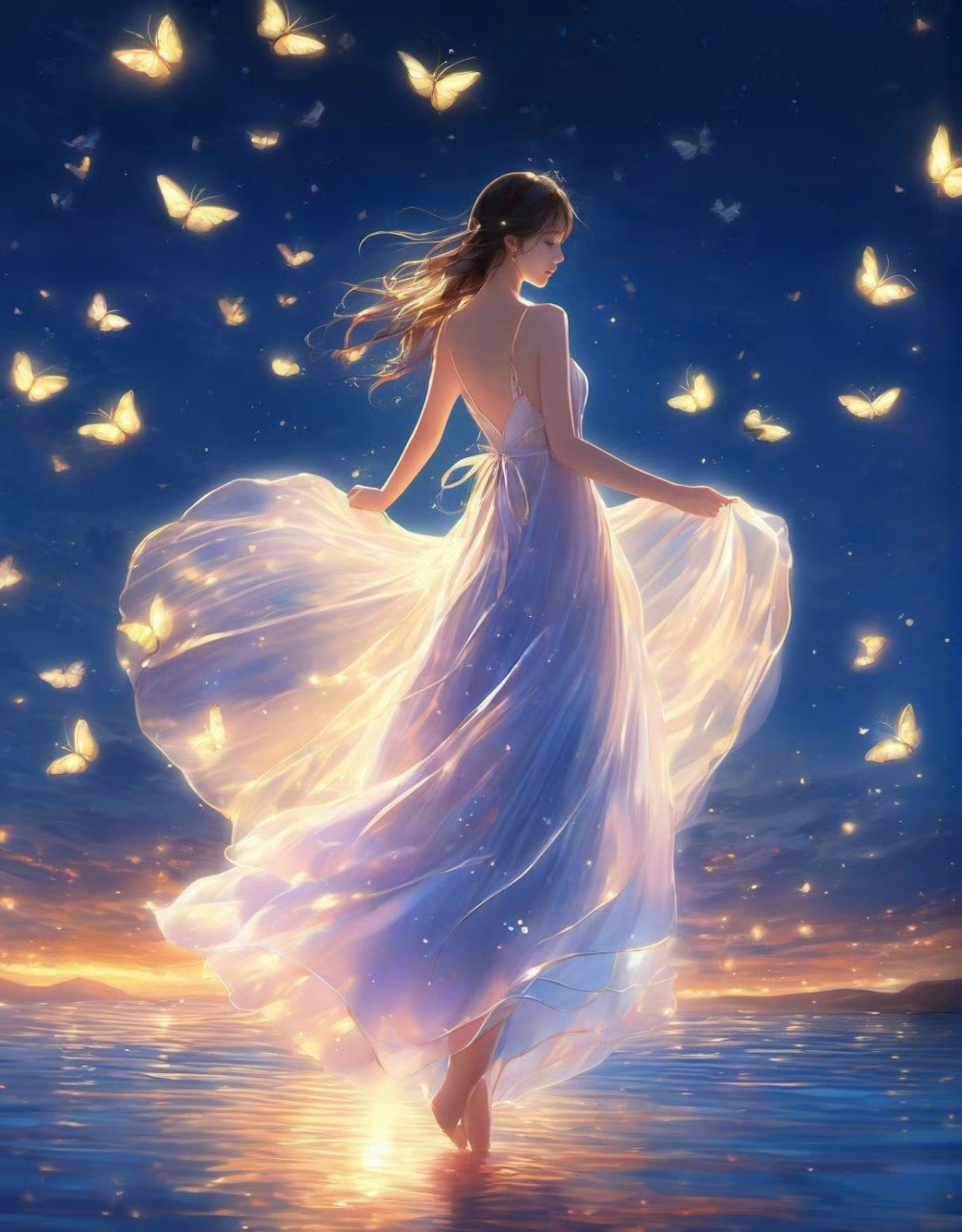 星光蝶舞少女唯美背景图壁纸美轮美奂.