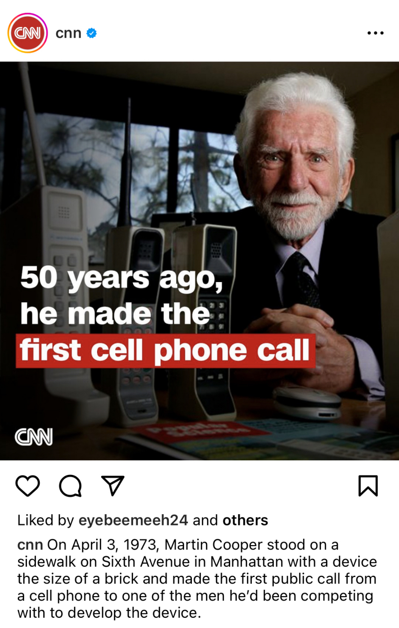 50年前,马丁·库帕发明了第一部手机.