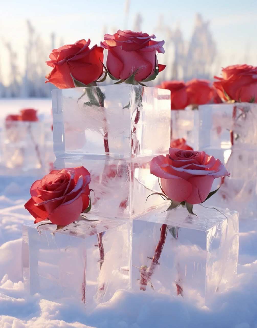 02玫瑰冰封,爱永不凋零#冰封玫瑰# #用一张图形容冬季