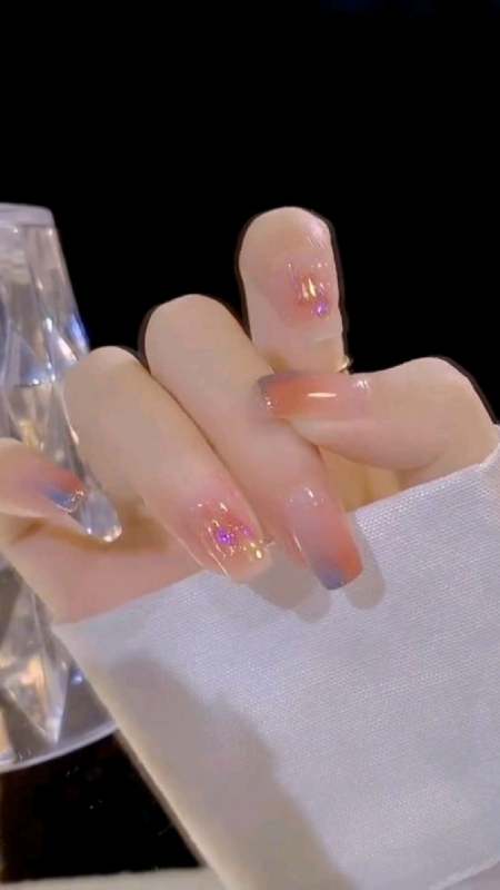 夏日温柔落日破晓色渐变美甲-度小视