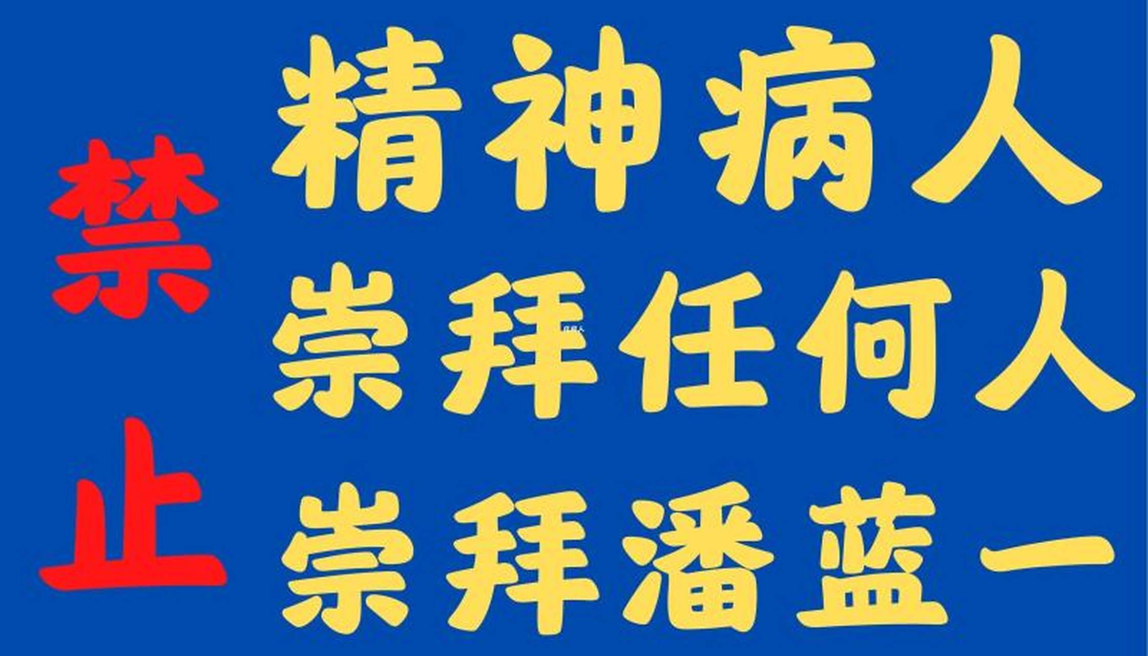 精神病人, 禁止崇拜潘蓝一.  禁止崇拜任何人, 禁止崇拜潘蓝. .