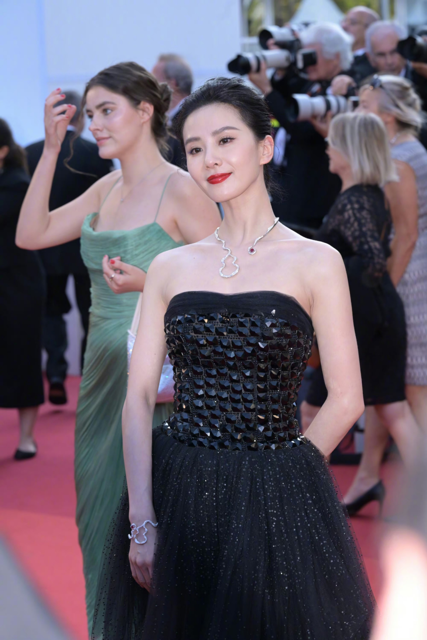 刘诗诗戛纳电影节红毯首秀,armani privé 2012 春夏高定礼服,佩戴