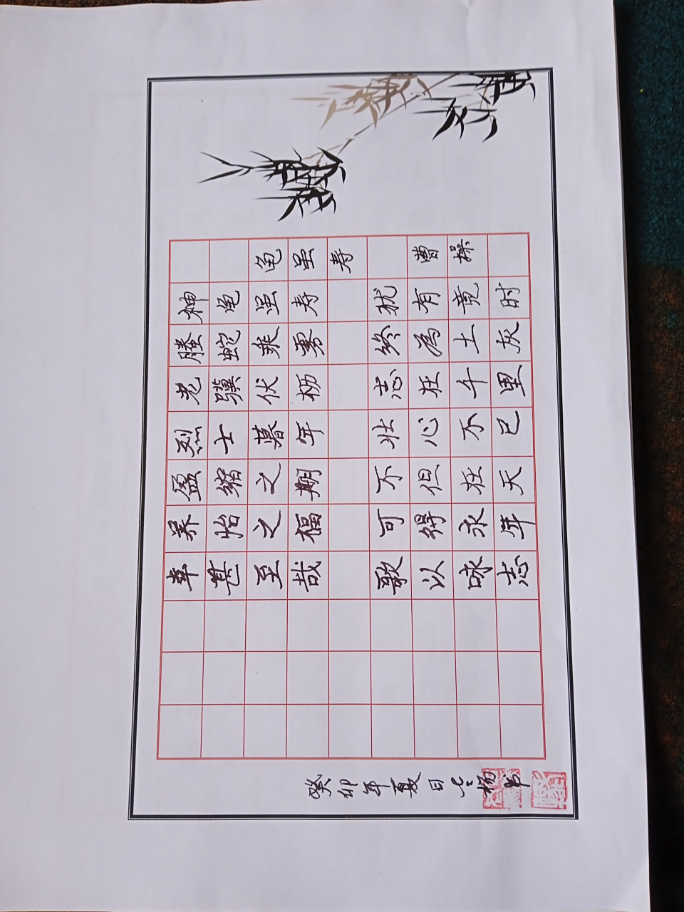 今天抄写了两段曹操的龟虽寿和曹丕作的燕歌行秋风萧萧瑟天气凉牵牛