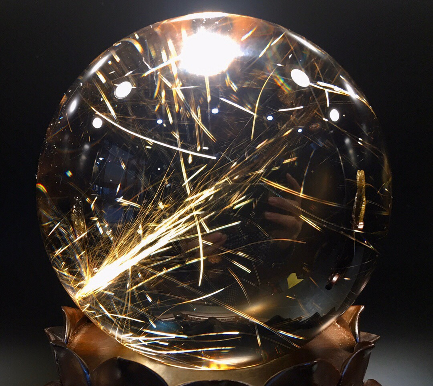 天然金发晶球摆件#发晶球摆件
