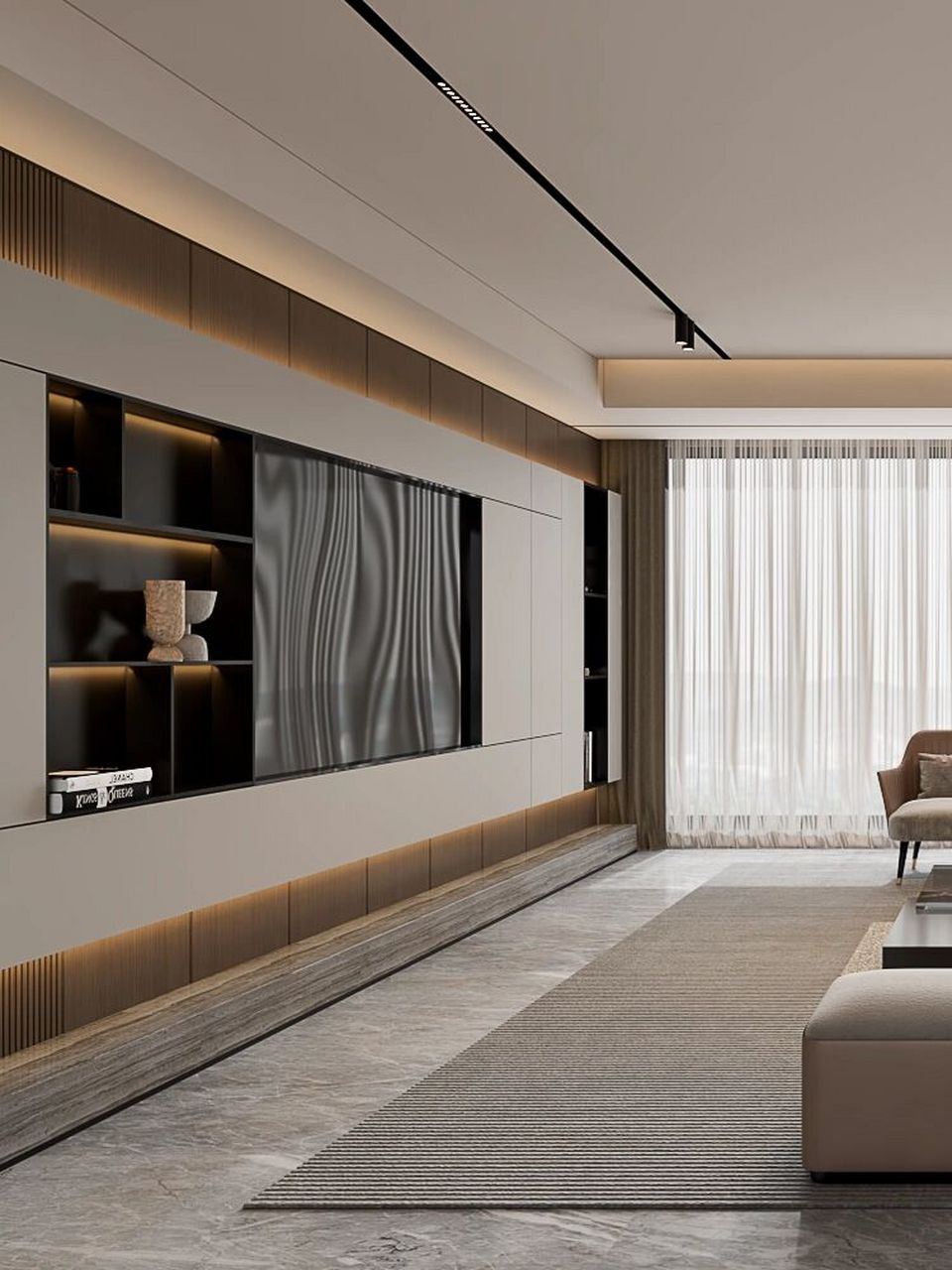 141㎡现代意式轻奢暖色风格  #意式轻奢风[话题]# #装修[话题]# #沙发