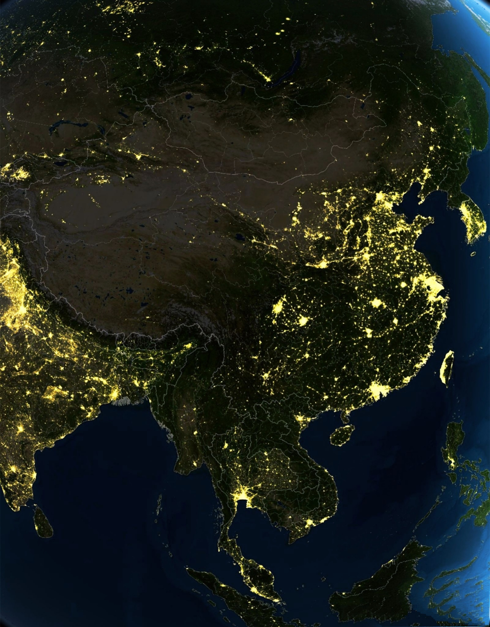 中国夜景灯光图  哪个地区最亮呢?#百家号星火计划