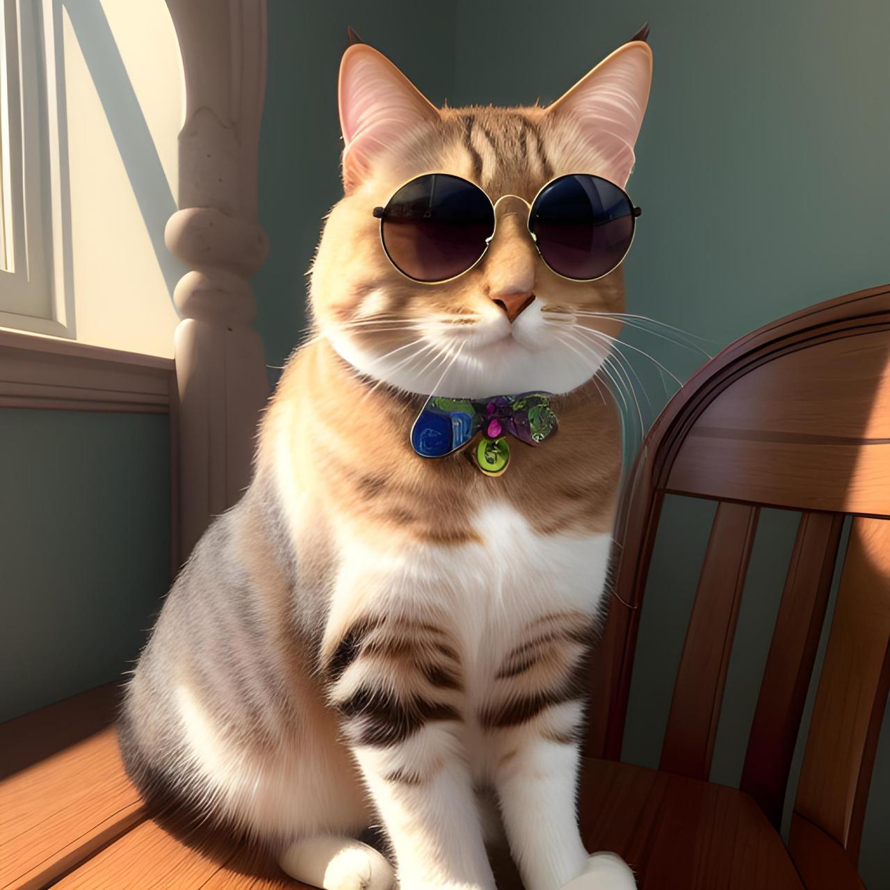 一只戴墨镜耍酷的 #猫# #猫咪