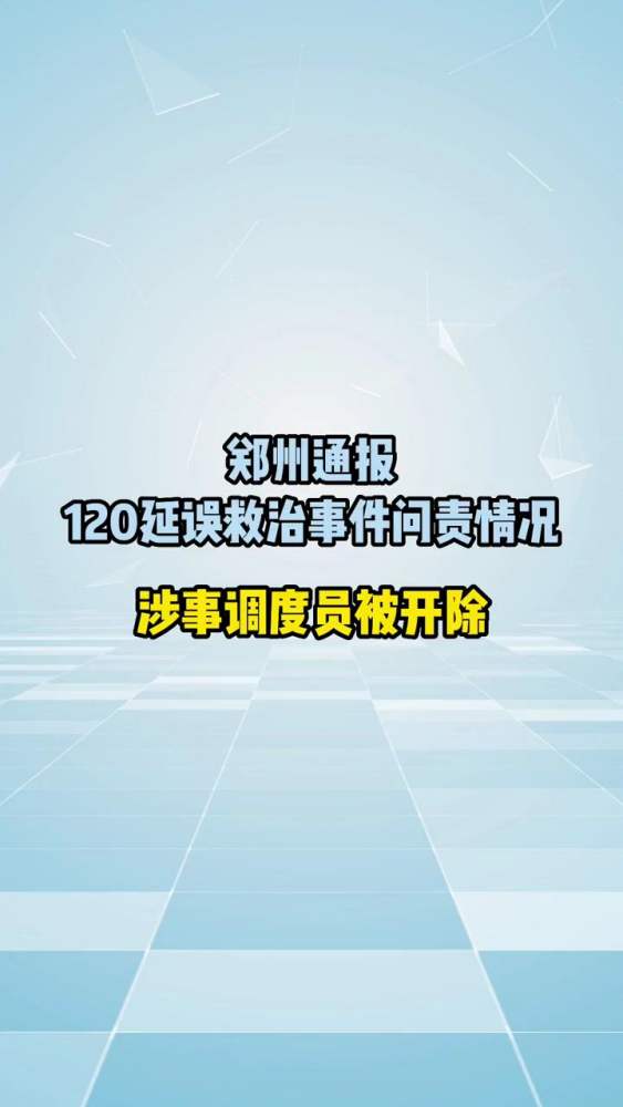 郑州通报120延误救治事件问责情况(法治日报)