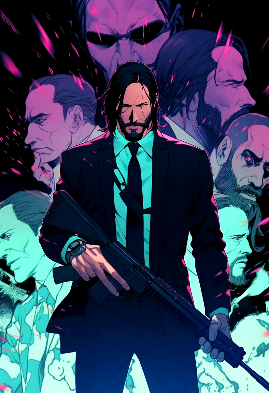 一组ai创作的《疾速追杀》的漫画,人物和故事都不错.