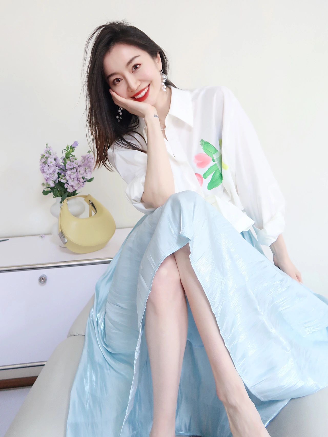 姐妹们我要尖叫了这仙女裙和郁金香印花衬衫搭在一起真心绝绝子