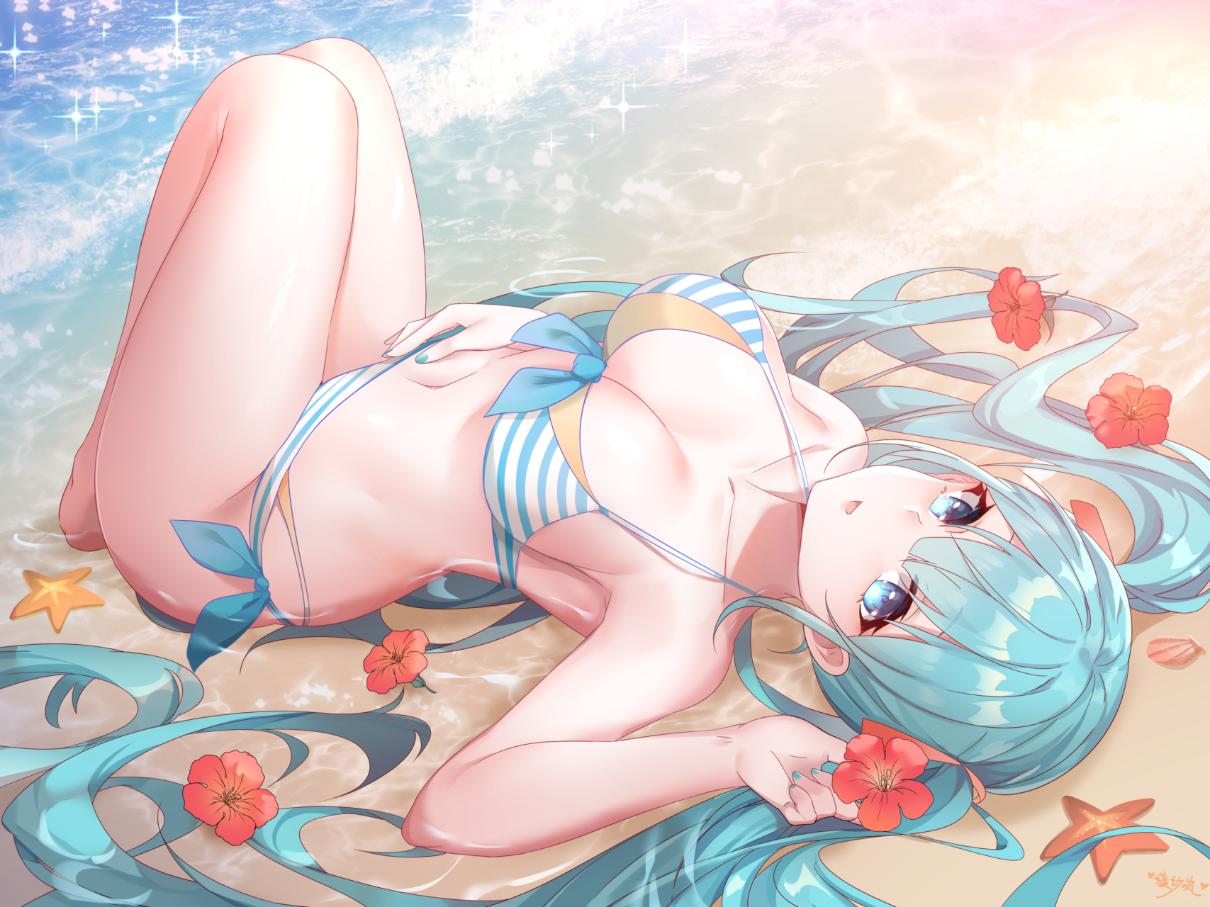 初音泳装太美了叭#二次元美图