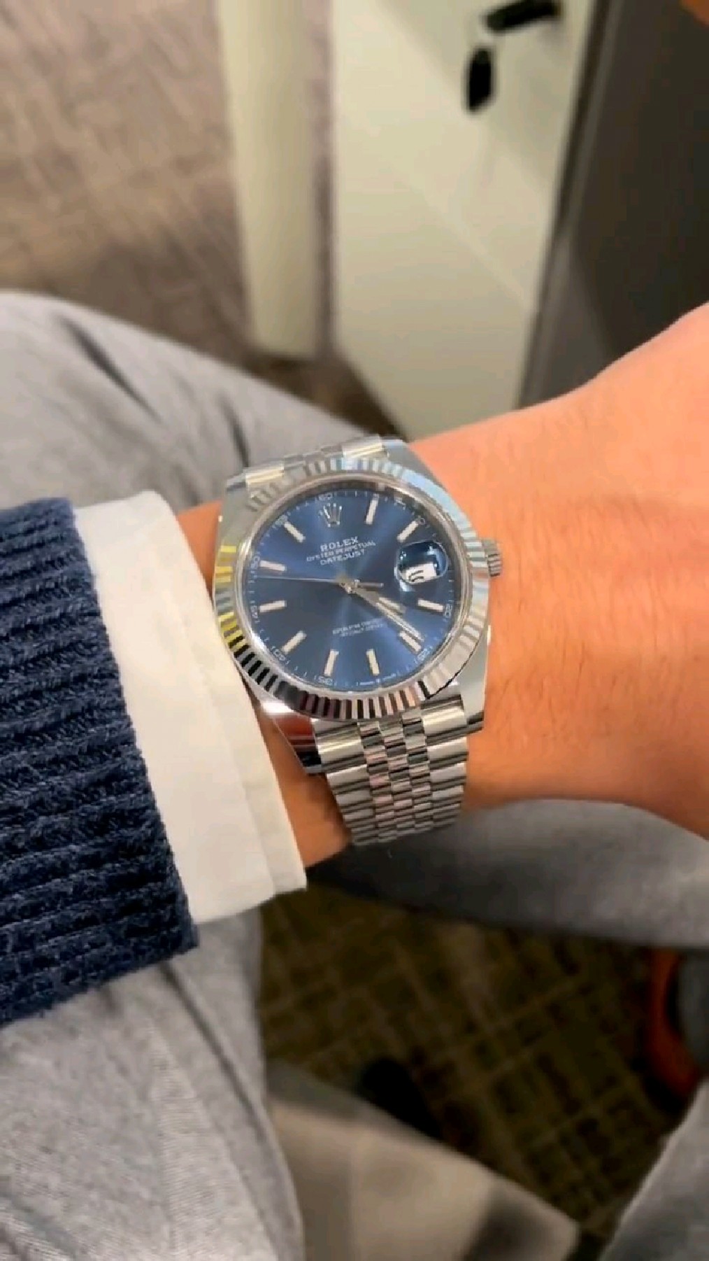 手表#劳力士蓝盘狗牙圈五珠链真是漂亮