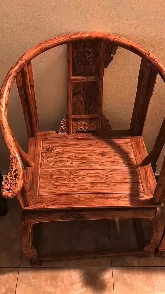 白胚国标红木新料越南黄花梨皇宫椅三件套